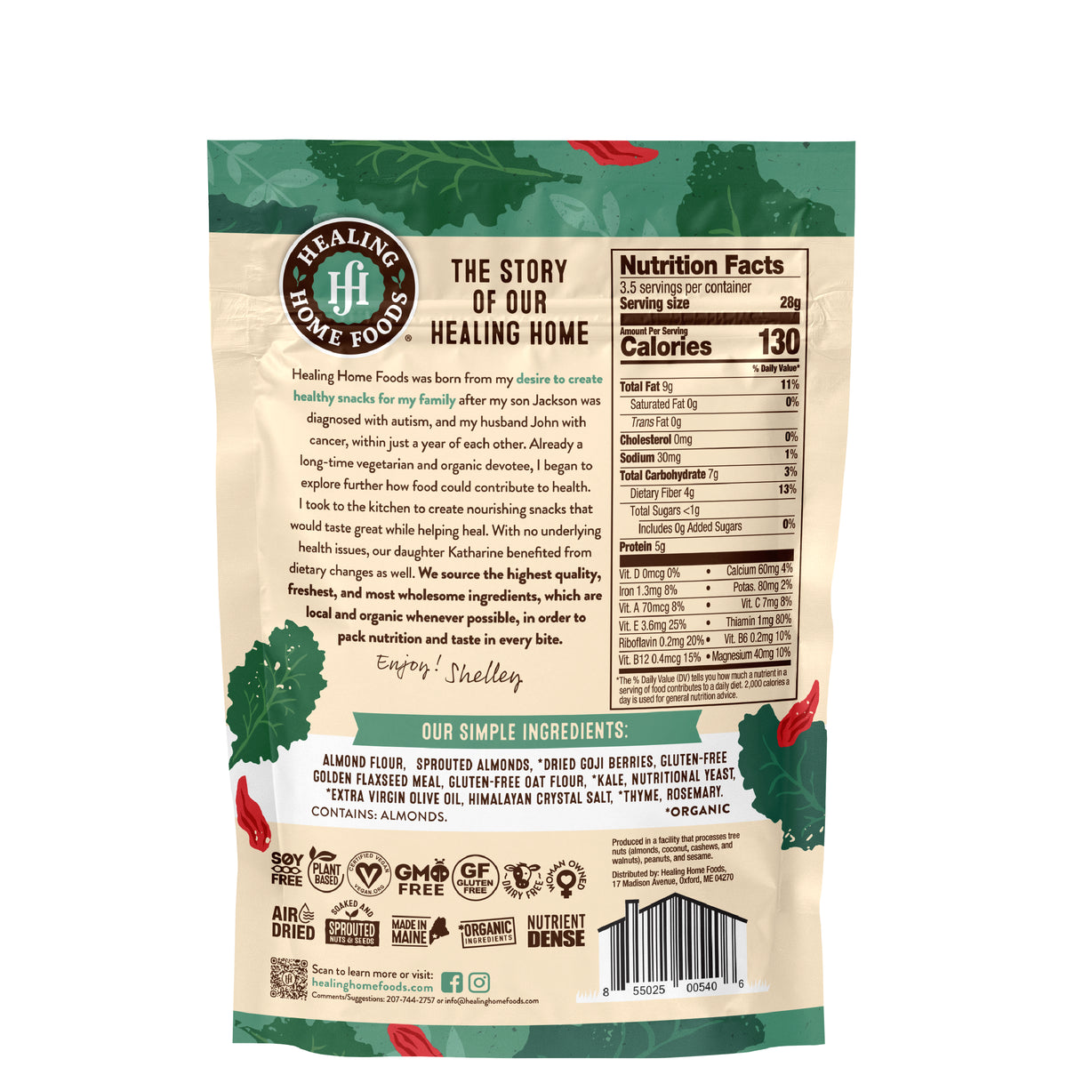 Healing Home Foods product packaging with text and branding on a white background