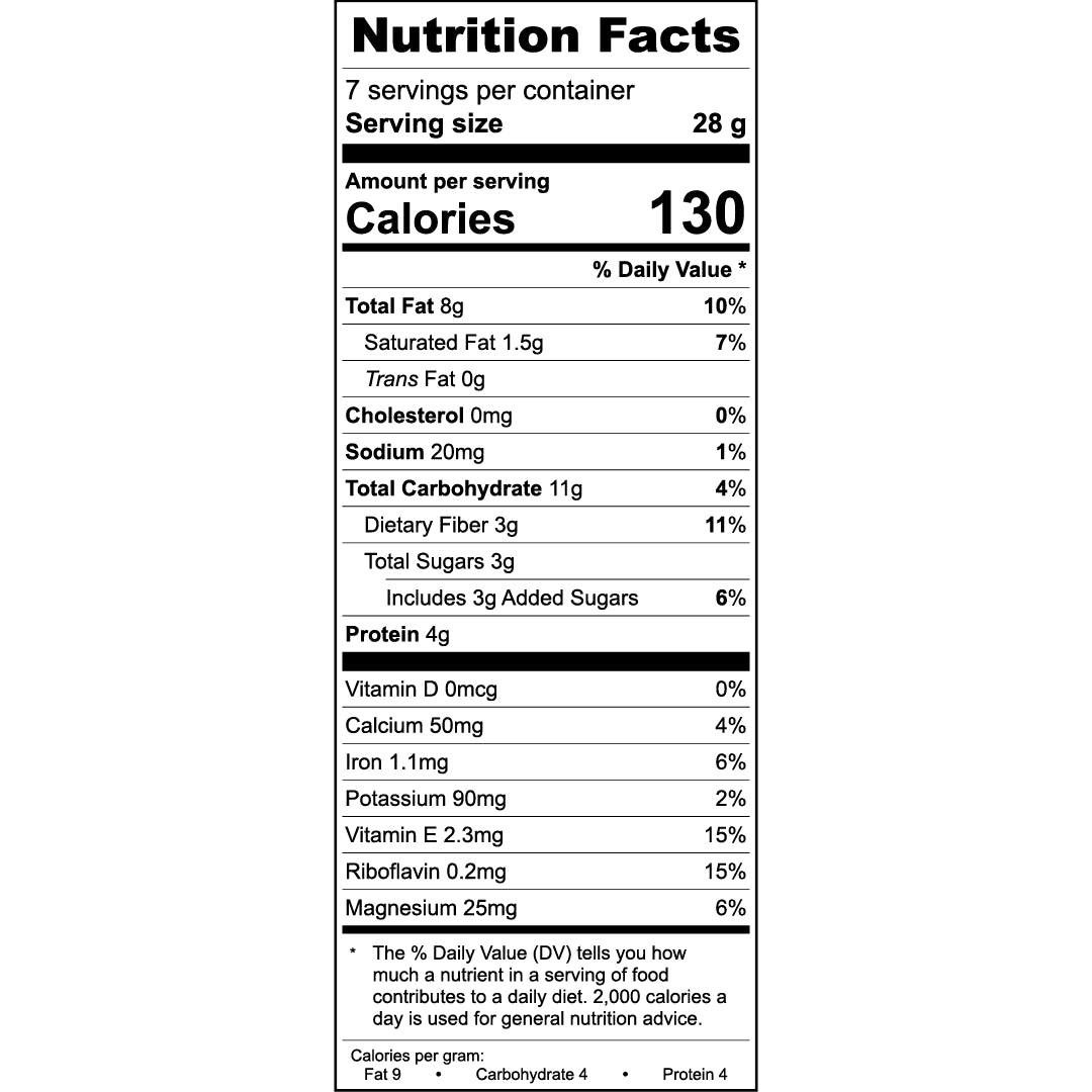 Nutrition facts label on a white background