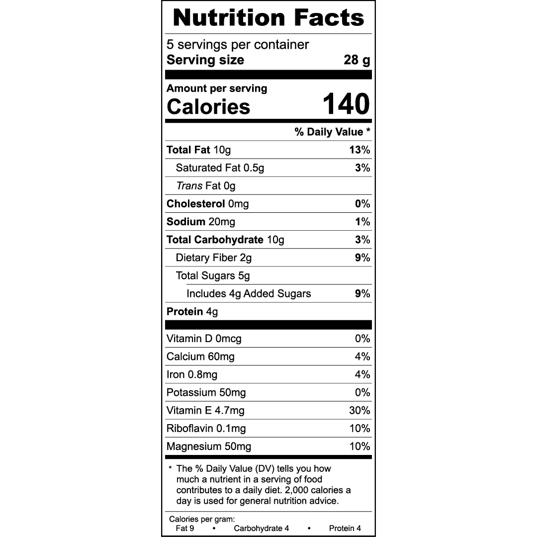 Nutrition facts label for a food product on a white background
