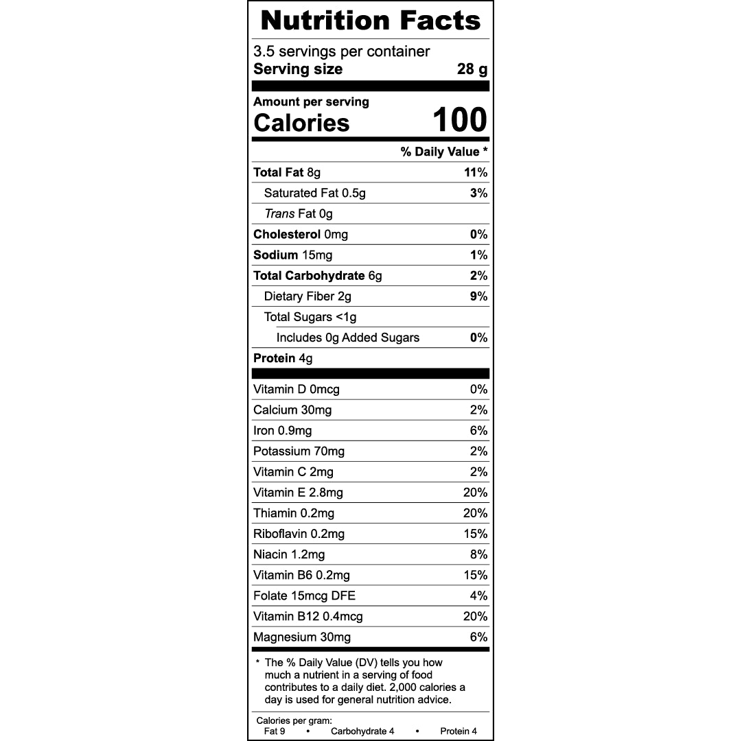 Nutrition facts label on a white background